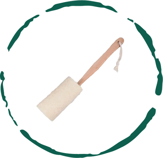 Natural Loofah Bath Brush w/Long Handle.-0