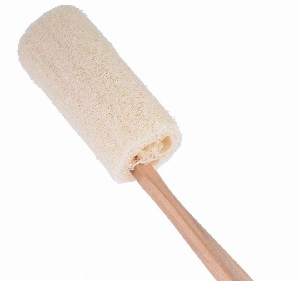 Natural Loofah Bath Brush w/Long Handle.-2